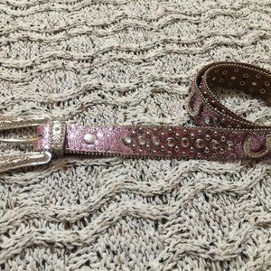 Western Pink Bling Horse Shoe Belt